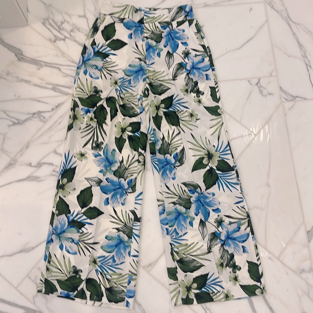 Banana Republic Floral High Waist Wide-Leg Pants